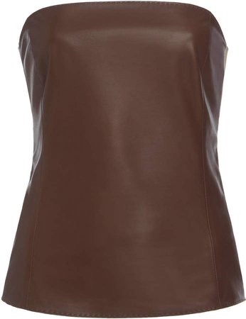 Agnona Nappa Leather Strapless Bustier Top Size: 38