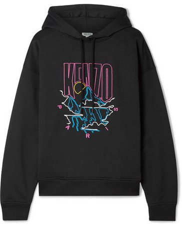 Embroidered Cotton-blend Cady Hoodie - Black