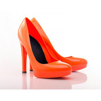 Fluo Orange Stiletto High Heels - Jelly Shoes