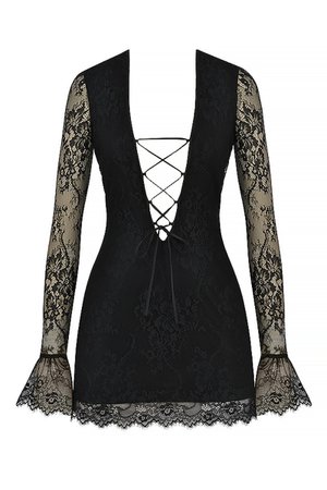 'Enchant' Black Lace Up Mini Dress - Mistress Rock