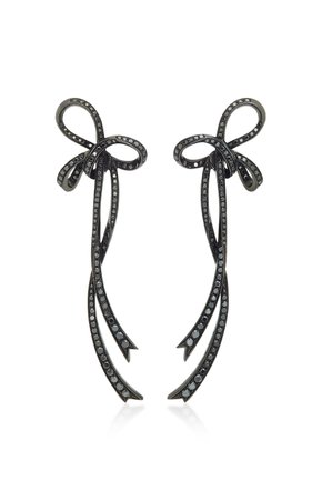 Large Bow 18K Black Gold Diamond Earrings by Colette Jewelry | Moda Operandi