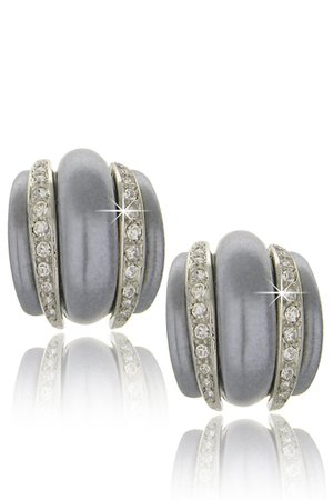KENNETH JAY LANE CONTESSA Grey Pearl Crystal Clip Earrings – PRET-A-BEAUTE.COM