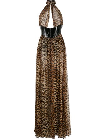 Philipp Plein leopard print halter dress