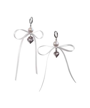 MUSINSA | NOFFICIALNOFFICE satin ribbon earrings white