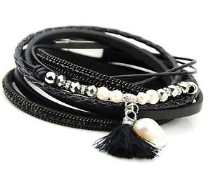 Black Leather Wrap Bracelet