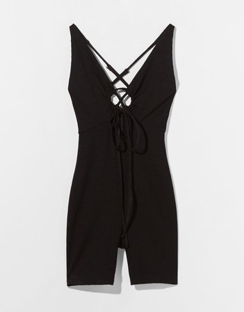 Ribbed catsuit jumpsuit with cut-out details and straps - New - Woman | Bershka