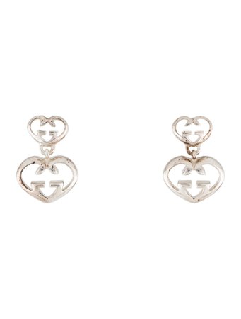 Gucci Love Britt Double Heart Drop Earrings - Earrings - GUC439902 | The RealReal