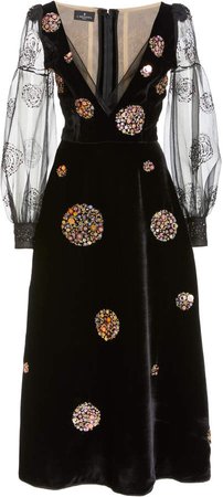 J. Mendel Embellished Velvet Midi Dress