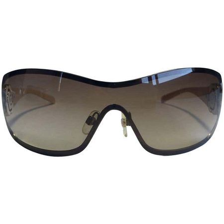 CHANEL Mask Sunglasses in Metal and Beige Plastic Branches For Sale at 1stDibs | chanel beige sunglasses