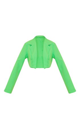 Bright Green Basic Seam Woven Cropped Blazer | PrettyLittleThing USA