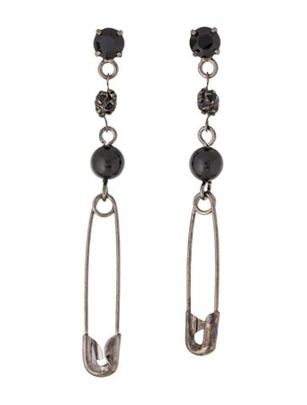 Tom Binns Safety Pin Crystal & Resin Bead Drop Earrings - Earrings - W4T21048 | The RealReal