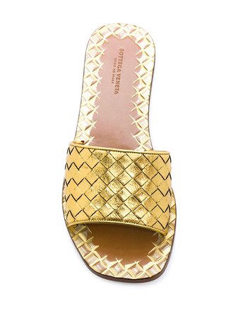 Bottega Veneta Light Gold Intrecciato Calf Sandals - Farfetch