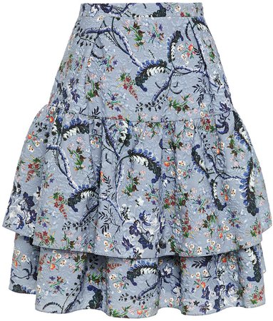 Aine Tiered Floral-print Matelasse Mini Skirt