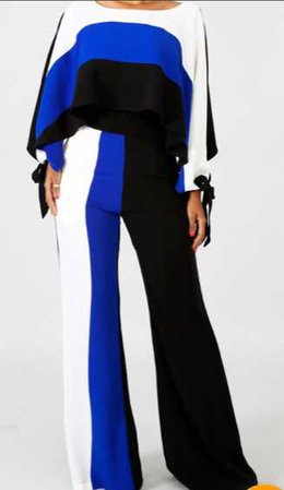 Black Blue and White Jumpsuit