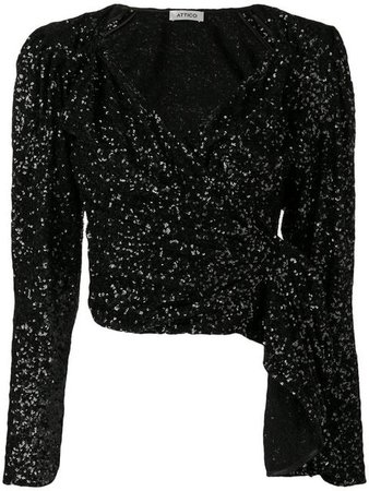 Attico Sequin Embellished Cropped Top - Farfetch