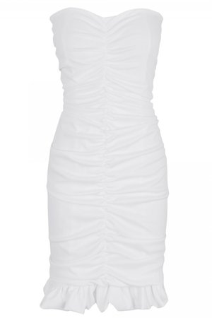 Mini White Strapless Sleeveless Striped Bodycon Dress