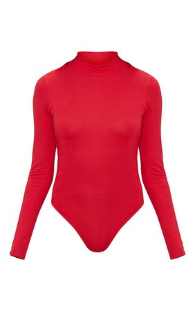 Petite Red Basic High Neck Bodysuit | Petite | PrettyLittleThing USA