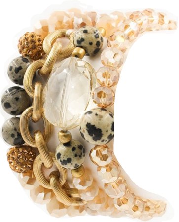 Neutral Crystal & Beads Stretch Bracelet Set