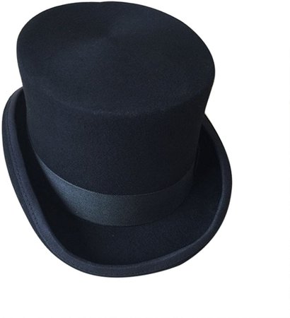 GEMVIE Men 100% Wool Mad Hatter Satin Lined Black Low Top Hats at Amazon Men’s Clothing store