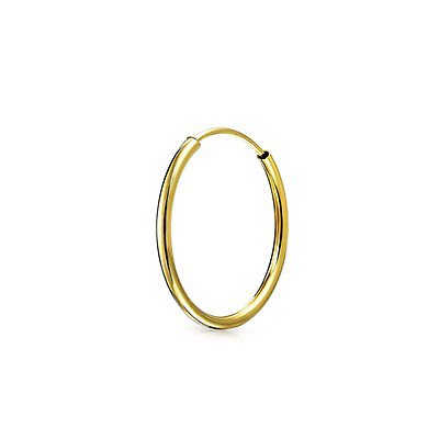 Minimalist Endless Continuous Thin Tube Hoop Earrings 18k Gold Plated Brass For Women Shinny Finish 2 inch Dia