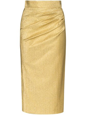 Dolce & Gabbana Lamé Pencil Skirt F4BS1TFURIZ Gold | Farfetch