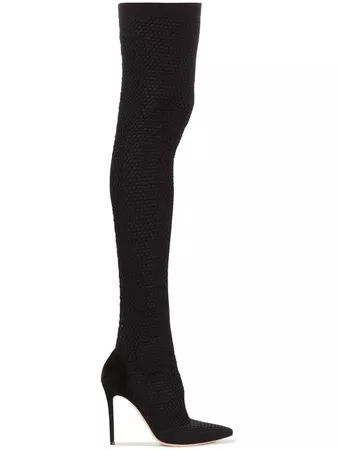 Gianvito Rossi black vox cuissard 105 knee high boot $1,495 - Shop AW18 Online - Fast Delivery, Price
