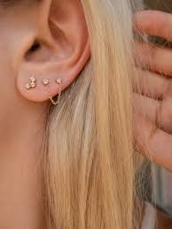 dainty stacked earrings silver - Google Search