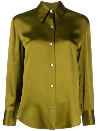 Green Vince long sleeve silk blouse V672812324 - Farfetch