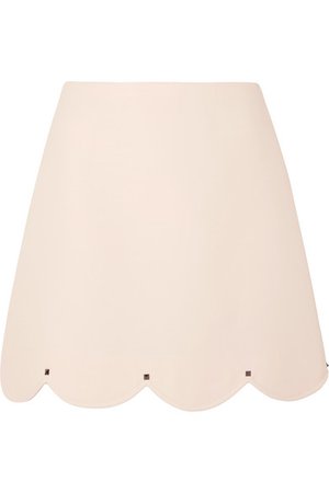 Valentino | Studded scalloped wool and silk-blend mini skirt | NET-A-PORTER.COM