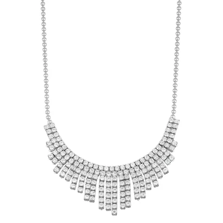 Sterling Silver Cubic Zirconia Fringe Necklace