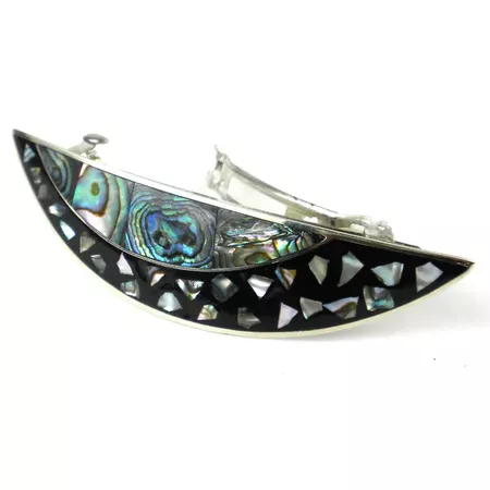 Shop Handmade Alpaca Silver and Abalone Shell Arc Barrette - Artisana Jewelry (Mexico) - Free Shipping On Orders Over $45 - Overstock.com - 12378327