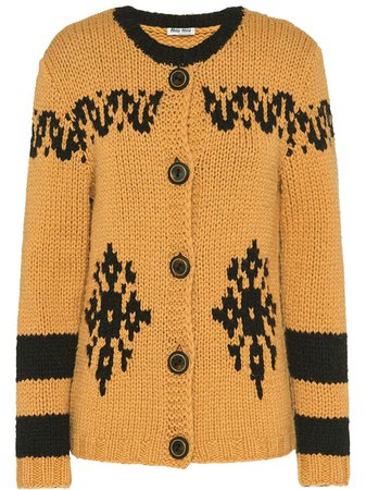 Yellow Miu Miu Hand-Knit Camel Hair Cardigan | Farfetch.com