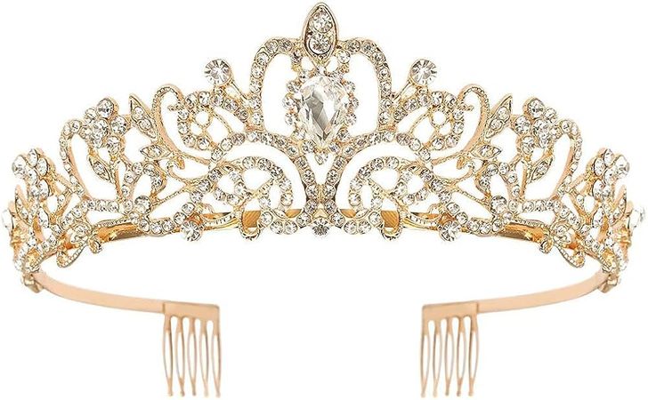 Amazon.com : COCIDE Tiara Crystal Crowns Princess Rhinestone Crown with Combs Bride Headbands Bridal Wedding Prom Birthday Party Hair Accessories Jewelry for Women Girls (Gold) : Beauty & Personal Care