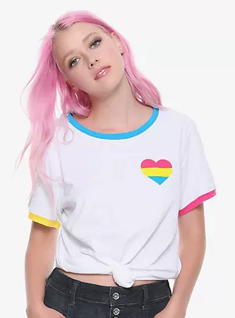 Pansexual Pride Flag Heart Girls Ringer T-Shirt