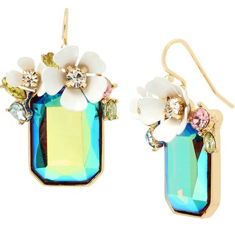 iridescent earrings blue earrings flower earrings