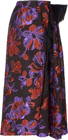 Rodarte Floral Ruffled Boucle Skirt Size: 0