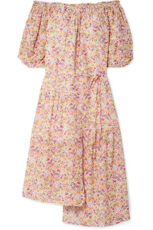 APIECE APART | Sandrine off-the-shoulder floral-print cotton and silk-blend voile midi dress | NET-A-PORTER.COM