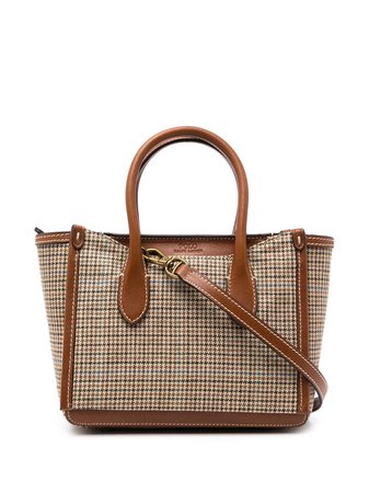 Shop Polo Ralph Lauren Houndstooth Mini Sloane Satchel with Express Delivery - FARFETCH