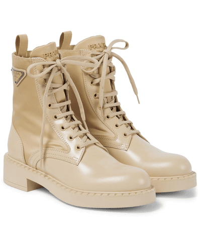 PRADA Nylon and leather combat boots