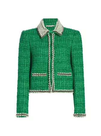 Shop Alice + Olivia Kidman Embellished Tweed Jacket | Saks Fifth Avenue