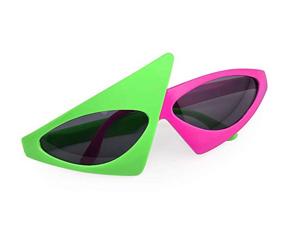 QUCHENG Novelty Party Sunglasses 80s Asymmetric Glasses Hot Pink Neon Green Glasses Hip Hop Dance Halloween Party: Amazon.co.uk: Toys & Games
