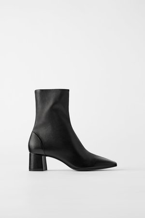 SOFT LEATHER HIGH HEELED ANKLE BOOTS - zara