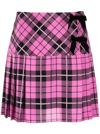 Alessandra Rich Plaid Pleated Mini Skirt
