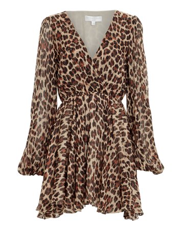 Olena Silk Leopard Dress