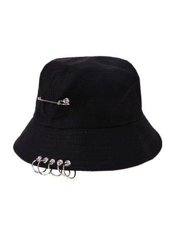 Black bucket hat w/ metal accessory
