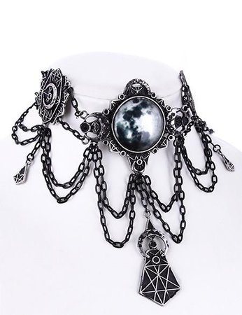 Gothic Victorian Moon Geometry Choker Crescent Moon Jewelry Necklace – Skelapparel
