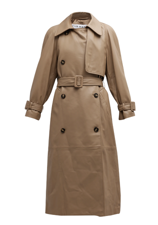 NOUR HAMMOUR Oversized Leather Trench Coa