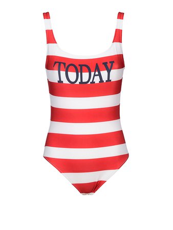 alberta ferretti striped swimsuit