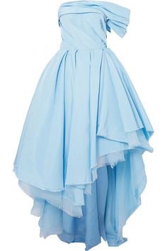 Alexander McQueen - One-shoulder Asymmetric Distressed Silk-twill Gown - Blue
