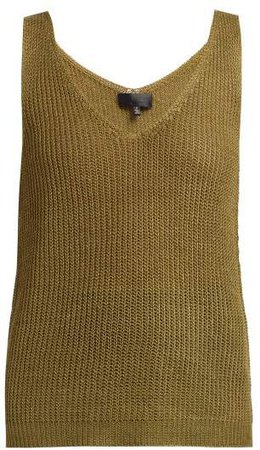 Nala Knitted Linen Camisole - Womens - Khaki